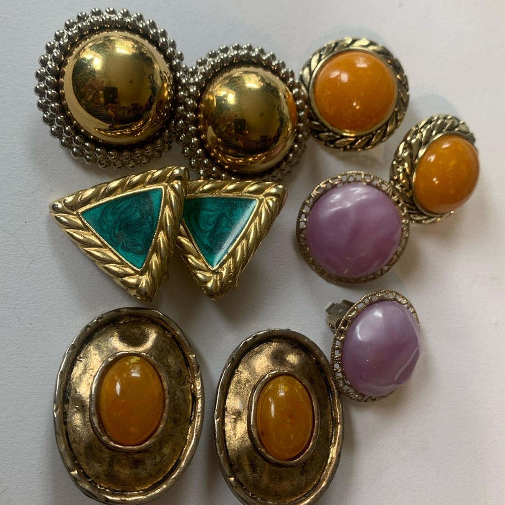 Gold and Purple Geometric Earrings Collection - Picture 16 of 16